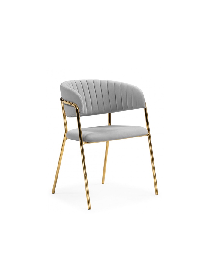 Стул на металлокаркасе Kamelia велюр светло-серый / золотой