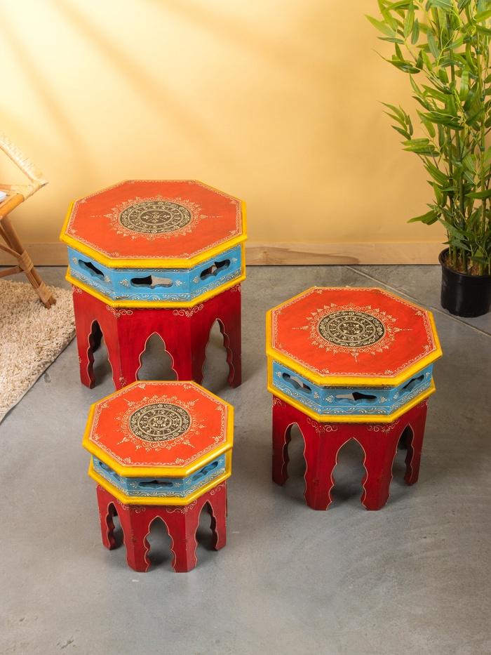 Табурет, 3 шт., 12×16×15.5 см, 24×20×22 см, 32.6×25×29 см, дерево