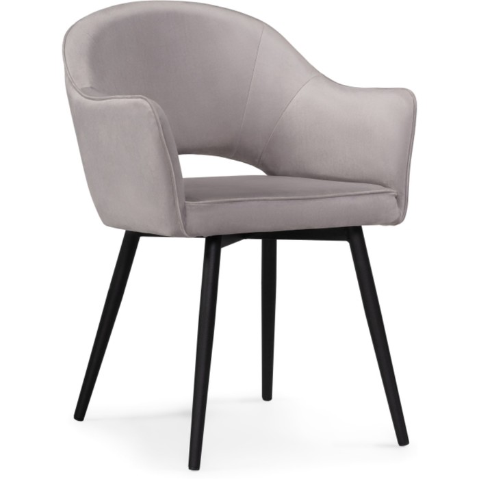 Стул на металлокаркасе Ойстер MR-28 металл/велюр, черный/серый 59x59x80 см