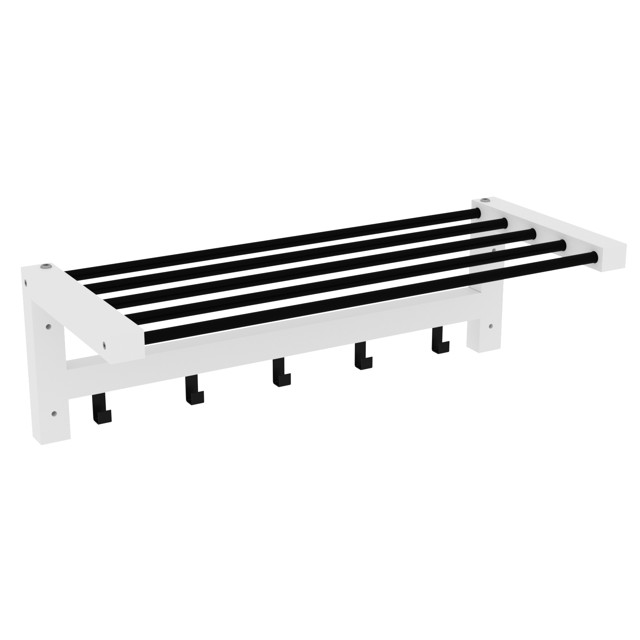 вешалка настенная с полкой КАНТРИ 5 крючков 790х320х250мм белый/черный дерево/металл