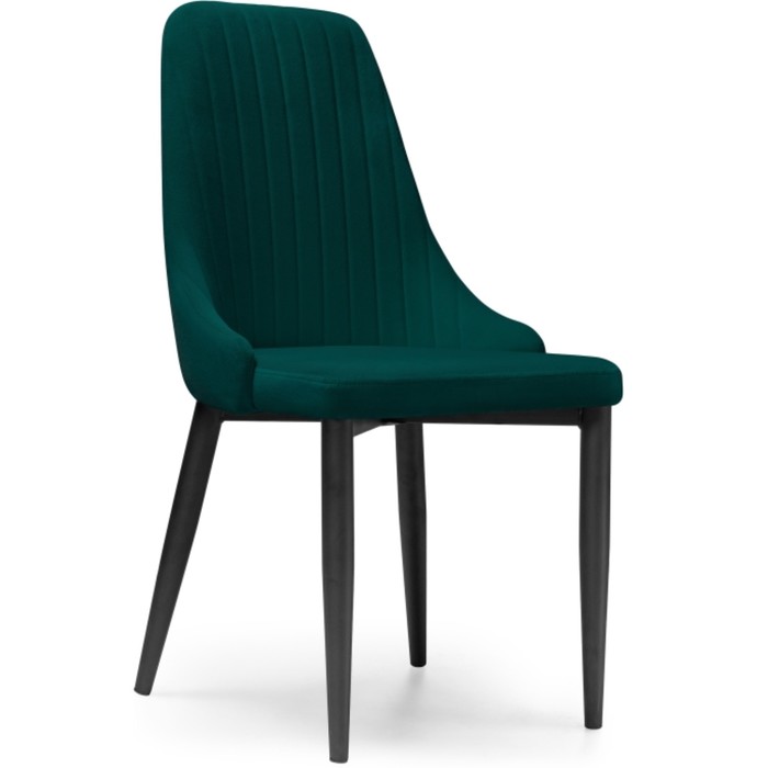 Стул на металлокаркасе Kora металл/велюр, черный/зеленый 47x57x89 см