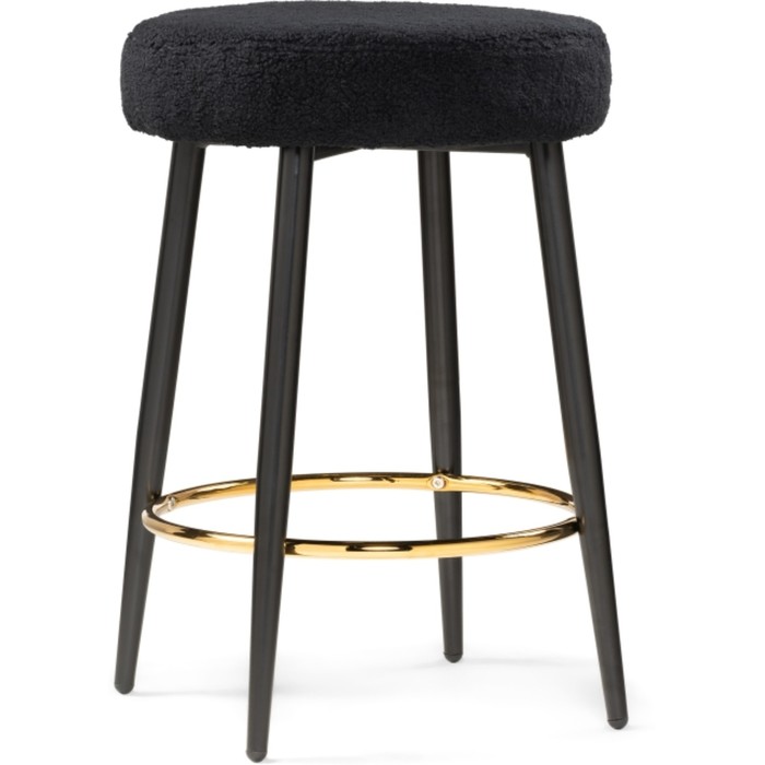 Стул барный Plato металл/ткань букле, черный/черный 43x43x65 см