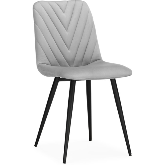 Стул на металлокаркасе Ральф металл/велюр, черный/светло-серый 44x53x83 см