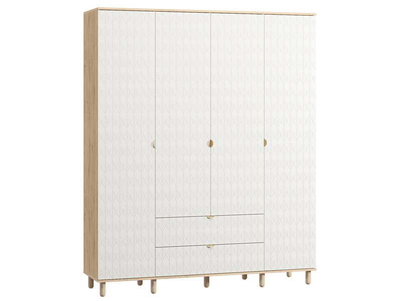 Распашной шкаф Теджонс 4-185x224 Лист ​Белый/Дуб Ирландский