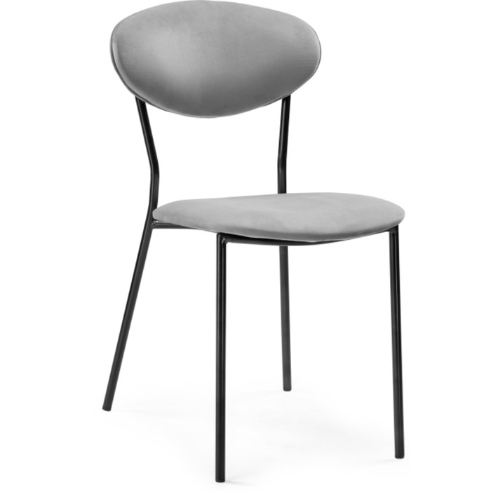 Стул на металлокаркасе Корсе металл/велюр, черный/светло-серый 46x60x82 см