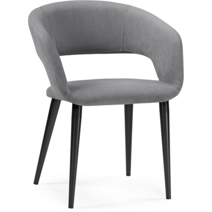 Стул на металлокаркасе Торган катания сильвер, металл/велюр, черный/серый 59x60x76 см