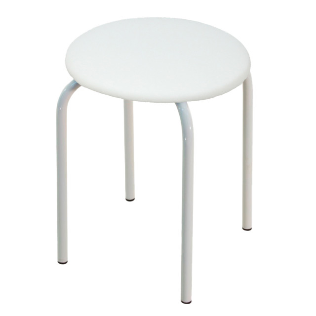 табурет ЭКОНОМ 370х370х475мм белый кожзам/металл