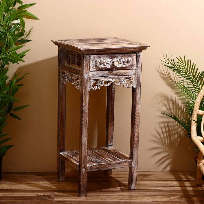 Тумба «Старый Бали», 40×40×80 см, дерево албезия, светло-коричневая