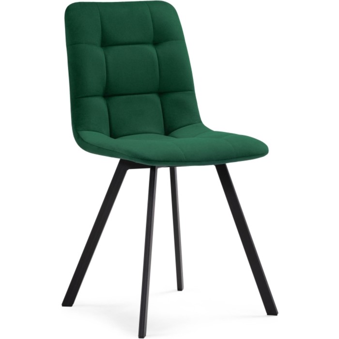 Стул на металлокаркасе Чилли металл/велюр, черный/зеленый 43,5x50x87,5 см