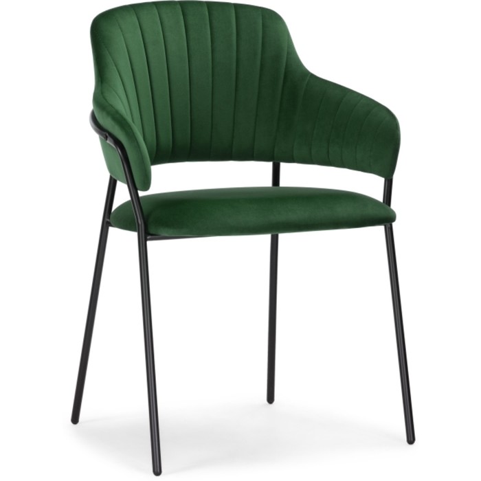 Стул на металлокаркасе Инклес металл/велюр, черный/зеленый 57x56x82 см
