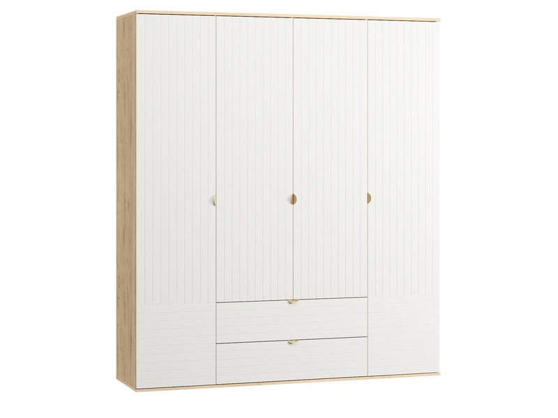 Распашной шкаф Монблан 4-185x215 Линии Белый/Дуб Ирландский