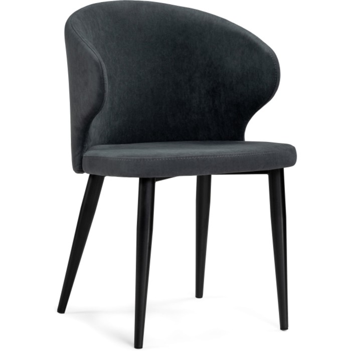 Стул на металлокаркасе Алсисар металл/велюр, черный/серый 52x58x81 см