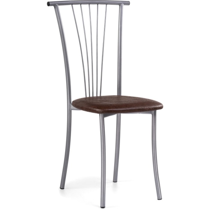 Стул на металлокаркасе Grigori металл/экокожа, серый/коричневый 40x50x93 см