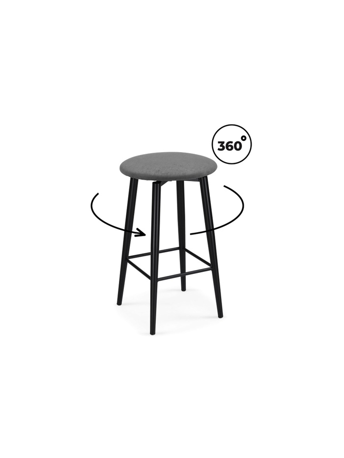 Стул полубарный Гангток крутящийся графит / черный матовый