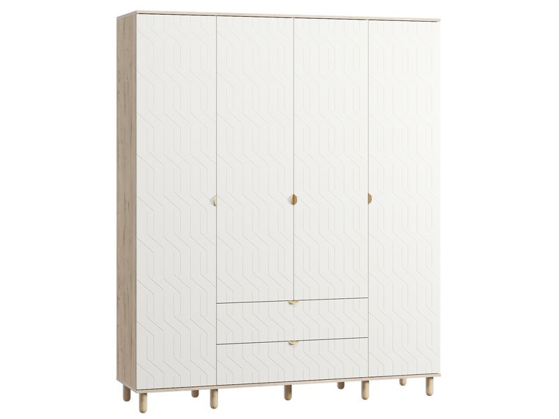 Распашной шкаф Теджонс 4-185x224 Деко ​Белый/Дуб Ирландский