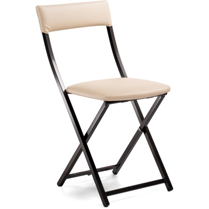 Стул на металлокаркасе Elevis металл/экокожа, черный/бежевый 38,5x52,5x77,5 см
