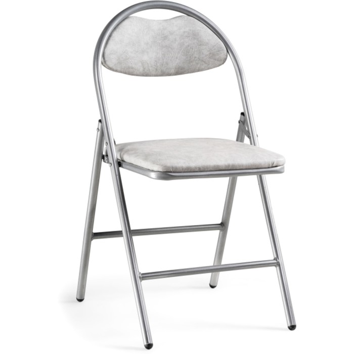 Стул на металлокаркасе Gikat металл/экокожа, серый/серый 45x43x82 см