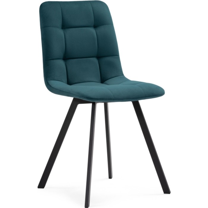 Стул на металлокаркасе Чилли металл/велюр, черный/зеленый 43,5x50x87,5 см