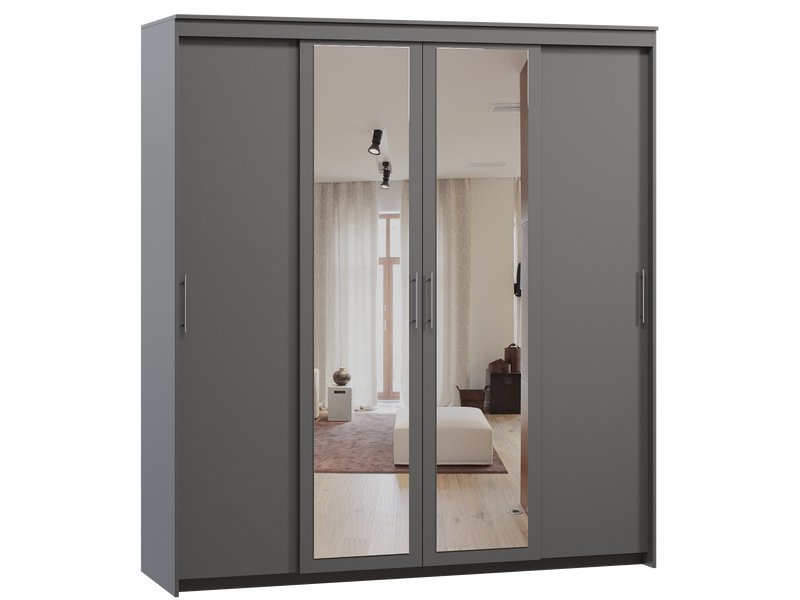 Шкаф-купе Тебар 4-200x220 Графитовый 2 зеркала
