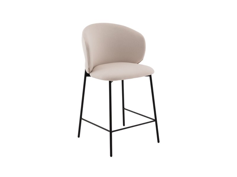 Стул полубарный Реннер Велюр Бежевый/Черный