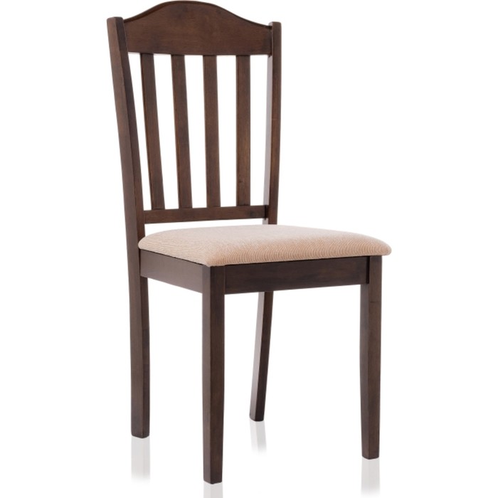 Стул деревянный Midea массив гевеи/ткань, орех/бежевый 43x48x94 см