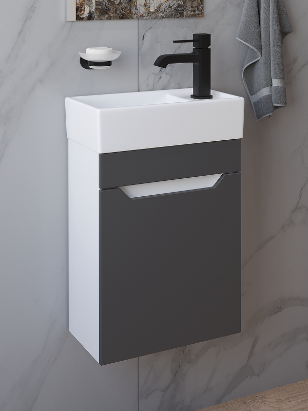 Тумба с раковиной DIWO Архангельск 40 1108024 подвесная цвет Белый, Антрацит