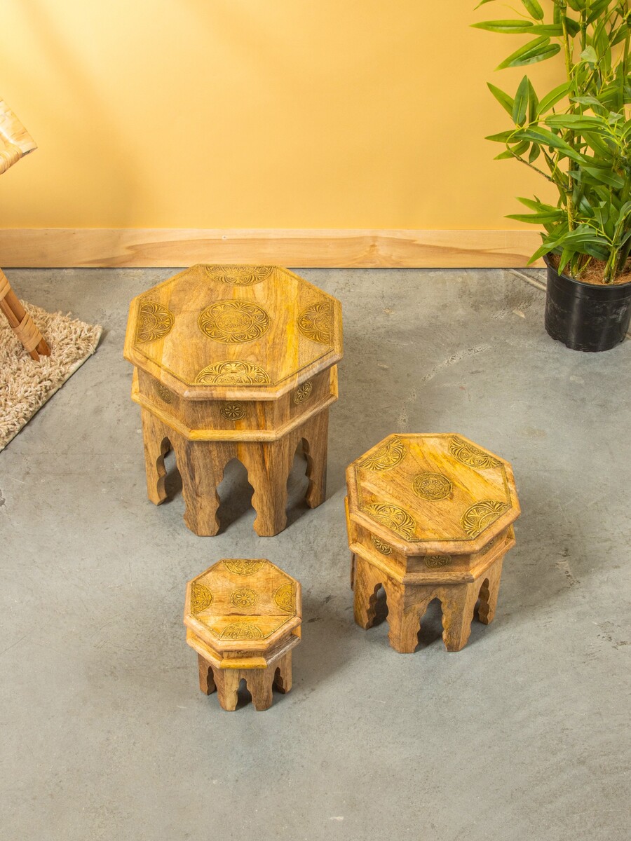 Табурет, 3 шт., 16×12×15.5 см, 24×20×22 см, 32.5×26×29 см, дерево