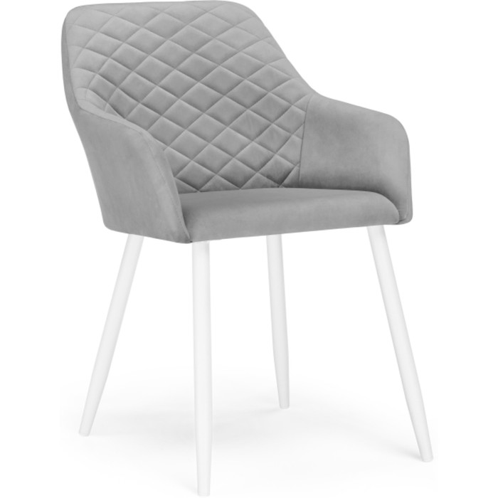 Стул на металлокаркасе Стив металл/велюр, белый/серый 52x68x81 см